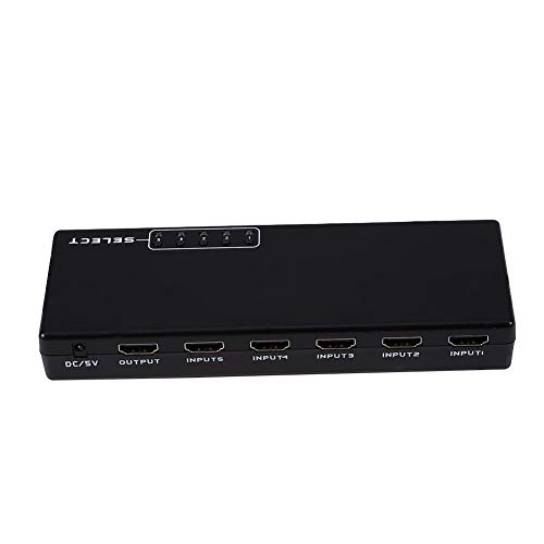 5 em 1 saída HDMI switch, 5 portas HDMI switcher seletor divisor com controle remoto, adequado para