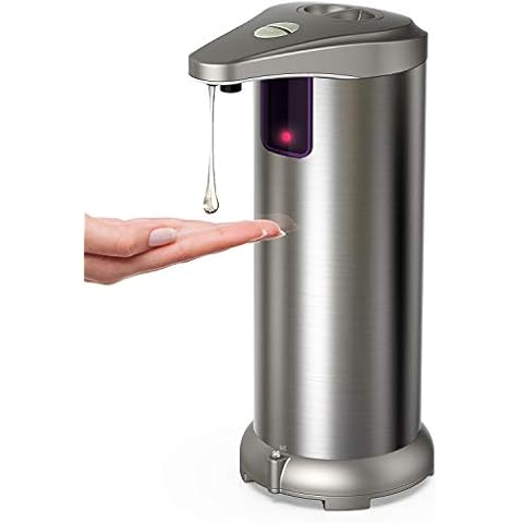 slicillo Infrared Automatic Soap Dispenser Sensor Soap Dispenser, Stainless Steel Touchless Soap Dispenser with Waterproof Base for Bathroom Kitchen Hotel Cover
