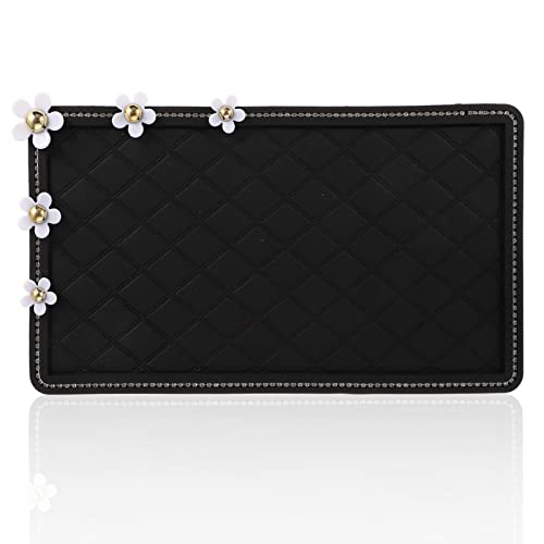 Accessory Drive Belt Car Dashboard Anti- Slip Gripping Mat PU Pad with Flower Decal for Cell Phone Electronic Devices Keys Sunglasses Dashboard Decorations