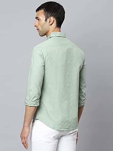 Image of Dennis Lingo Men's Dobby Print Slim Fit Cotton Casual Shirt