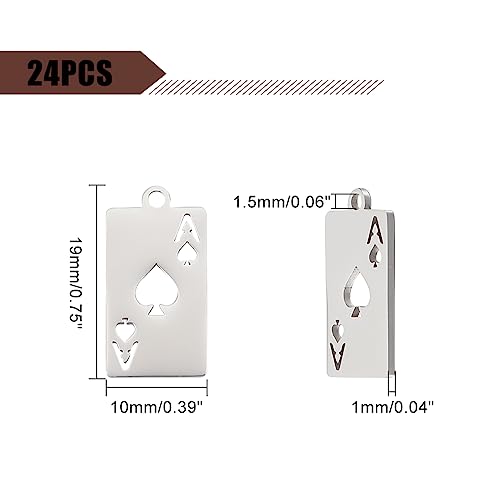 UNICRAFTALE about 24pcs 201 Stainless Steel Poker Card Charms Laser Cut Ace Of Spades Metal Card Pendants Playing Card Charms for DIY Bracelet Earring Jewelry Making Craft Ornament - Image 2