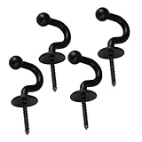 WEKADRIN 4 Piezas Ganchos de Pared de Aleación de Zinc Juego para Cortinas y Abrigos Diseño Moderno Negro Resistente y Antirrayaduras
