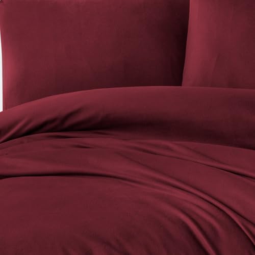 Housse de couette flanelle 100% coton de qualité supérieure bordeaux