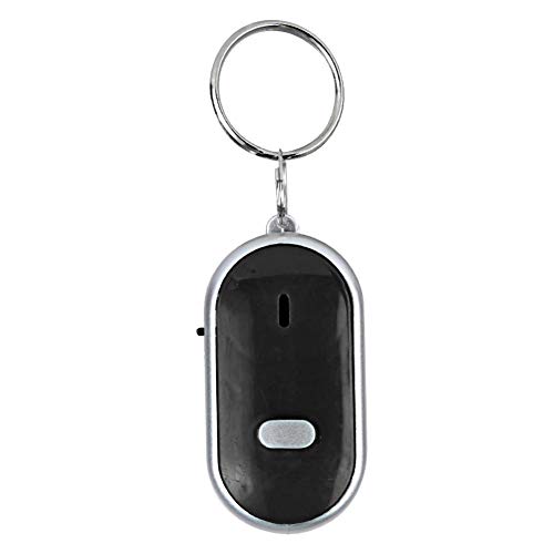 Tosuny Key Finder ， Traceur de localisateur de Trousseau Ring Porte-clés avec bip et Flash ， Sifflet pour périphérique avec contrôle de la Voix avec Anneau(Noir)