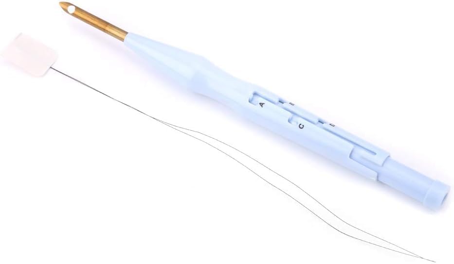 White Punch Needle, Adjustable Embroidery Punch Needle Pen Tool Punch Needle Supplies for Stitching Applique Embellishment DIY Threaders Sewing Knitting Punch Needle and Rug Punch