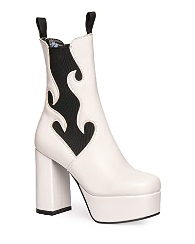 LAMODA - Feelings Platform Ankle Boots, EU 36, White PU, 4 UK