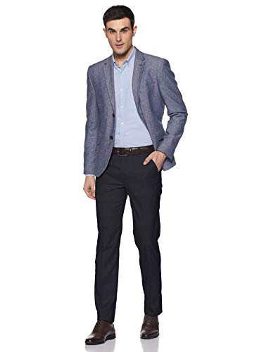 Image of Hang & Wear Men's Slim Formal Trousers (HWT816-3-36 Navy Blue 36W x 35L