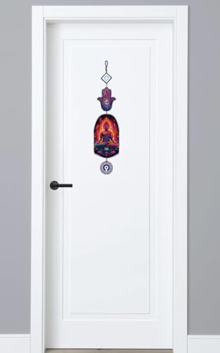 Image of createcrafts Designer Buddha Mdf Wall Hanging for Home Decor | Evil Eye Hamsa Hand Peaceful Charm Door Wall Decorative Hanging Item (Buddha)