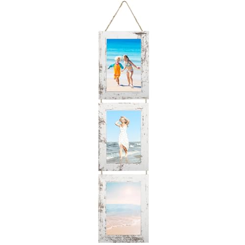 Zyiphor Marcos de Fotos 10x15 CM, Portafotos Múltiple Decorativo para Colgar en Pared, Marcos de Fotos con Cuerda de Yute, Collage Portarretratos Colgante, para Sala de Estar, Dormitorio u Oficina