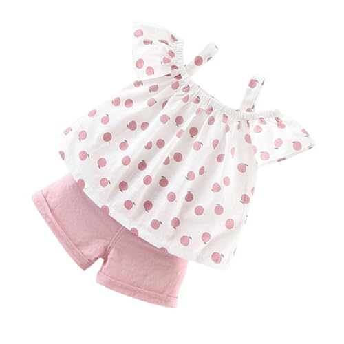 Conjunto de ropa de verano LIFKOME: camiseta sin mangas rosa con adornos y pantalón corto de niña 1