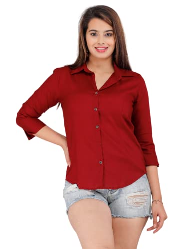 Image of Women Solid Shirt for Office & Casual wear | 3 /4th Sleeves Spread Collar