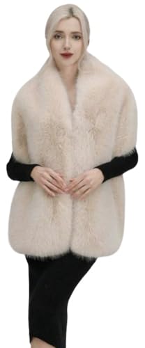 Oversized Faux Fox Fur Shawl Wraps Women’s Evening Cloak Coat Cape Shrug Stole Scarf Winter Bridal Wedding Cover Up