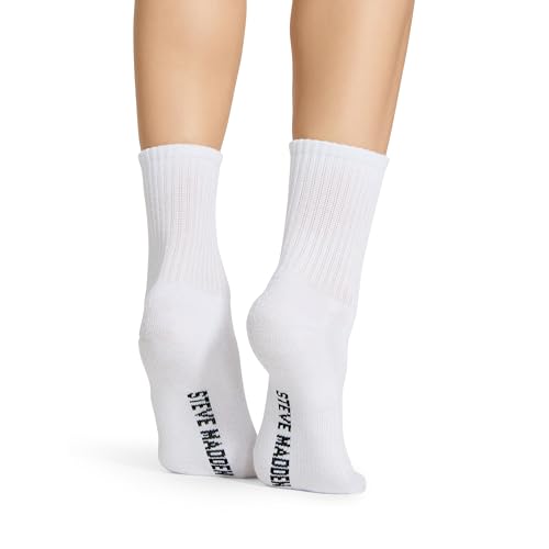 STEVE MADDEN Womens 5Pk Athleisure Shortie Crew, White Grey Black, 9-113