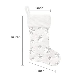 CARAKNOTS Christmas Stockings Set of 5 Faux Fur Christmas Stockings Large White for Family Kids Holiday Fireplace Hanging Xmas Decoration