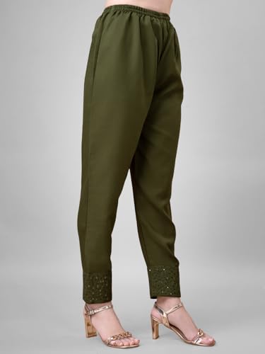 Image of Women's Elegant Cotton Blend Kurta Pant Dupatta Set with Embroidery - Fully Stitched