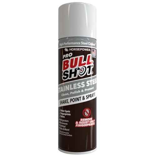 Horsepower Bull Shot Stainless Steel Cleaner Spray As Seen On TV Cleans Polishes & Protects Removes Greasy Fingerprints & Streaks