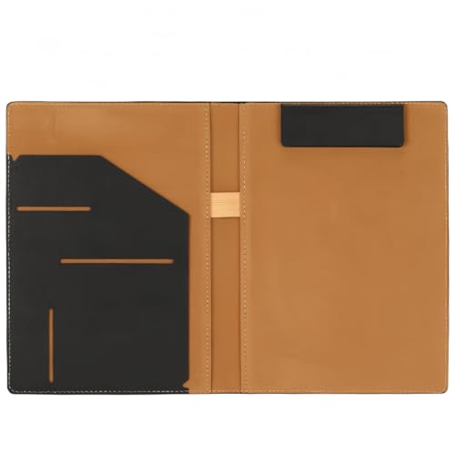 AACV フォルダー レザー A4 A5 カラーバリエーション 書類収納 マグネットクリップ ペンホルダー 書き込みボード オフィス 便利 生活 効率 シンプル ビジネス 契約書フォルダー メモ 携帯用 (A4,ブラック)