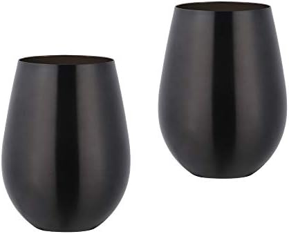 Buyer Star – Copas de vino de acero inoxidable, vaso de vino de metal sin tallo para camping, cocinas, viajes, juego de 2 tazas para beber, color negro Buyer Star – Copas de vino de acero inoxidable, vaso de vino de metal sin tallo para camping, cocinas, viajes, juego de 2 tazas para beber, color negro