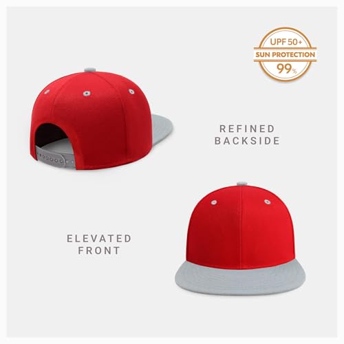Image of CHOK.LIDS Flat Bill Visor Classic Snapback Hat Blank Adjustable Brim High Top End Trendy Color Style Plain Tone Baseball Cap