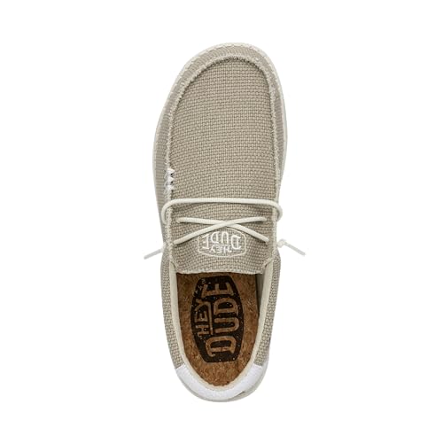 Image of HEYDUDE Men's Wally Braided, Off White Size 10 | Lightweight Slip On Casual Shoes | Elastic Laces and Breathable Textile Upper