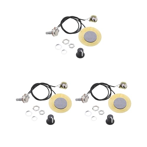 3のセットギターバイオリンウクレレバンジョー用ピックアップピエゾトランスデューサー配線済みアンプ