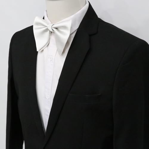 Image of Luckyvestir Oversized Bow Ties for Men, Pre Tied Clip on Men's Black Bowtie for Wedding Tuxedo Banquets Formal Wear