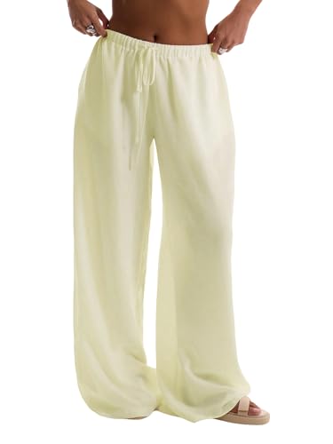 Image of RoseSeek Women's Beach Cover Ups Wide Leg Loose Linen Pants Swimsuit Coverup Summer Vacation Outfits 2026