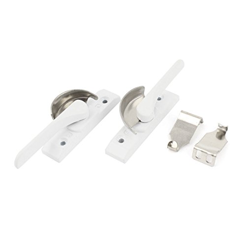 Image of Aexit 2 Pcs Padlocks & Hasps Metal Left Right Hand Sliding Window Locking Crescent Sash Combination Padlocks Lock White