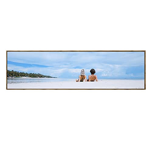 Canvas Wall Art 4 Seasons Colorful Trees Framed Canvas Prints Aesthetic Wall Paintings for Living Room Bedroom Office Home Decor, 4 Panels- 47x12 Inches-Blue Sky