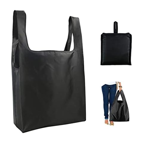 RuiChy Reusable Shopping Bag Multifunction Foldable Heavy Duty Shopping Bags Washable Eco Carry Bag Large Capacity Food Storage Bag Can Hold 50 Pounds, Black Cover