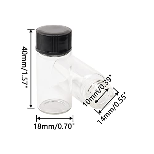 5ml Glass Clear Sample Bottles Screw Cap Lab Vials Supply Liquid Collection Container for Essential Oils Plastic Cap - Pack of 10