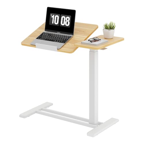 SANODESK 28''Overbed Table Gas Spring Lifting with Wheels&Tilting Desktop