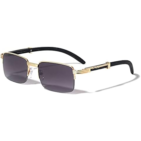 Harrisburg Rimless Rectangle Sunglasses 90's Fashion Vintage Tinted Square Half Frame Glasses Women Men M4005-SD (Smoke Gold) Cover