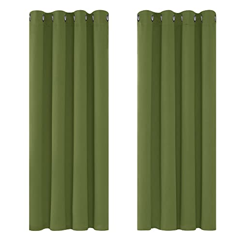 Deconovo Curtains Green Super Soft Solid Thermal Insulated Eyelet Bedroom Blackout Curtains for Boys 46 x 54 Inch Green 1 Pair
