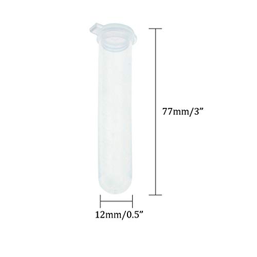 Image of 20 Pcs Clear Plastic Tubes with Snap Cap Empty Storage Containers Vials for Beads, Sew Needle, Small Items, 12mm x 77mm