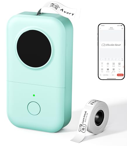 Phomemo D30 Etiquetadora Adhesiva Bluetooth Portátil   Mini Impresora de Etiquetas Autoadhesivas para Casa, Oficina y Escuela   Compatible con iOS y Android con 1 Rollo Incluido, Verde