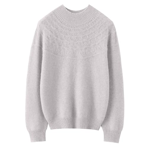 MESSIYO Womens Sweaters Long Sleeve Crew Neck Ribbed Knit Top Silver - image 3