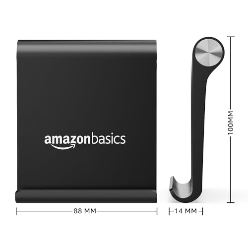 amazon basics Multi Angle Desktop Foldable Stand Tablet/Mobile Stand Holder for iPhone, Android, Samsung, OnePlus, Xiaomi, Smartphones. Portable, for Your Bed,Home, Office, Home (Black) (Image - 6)