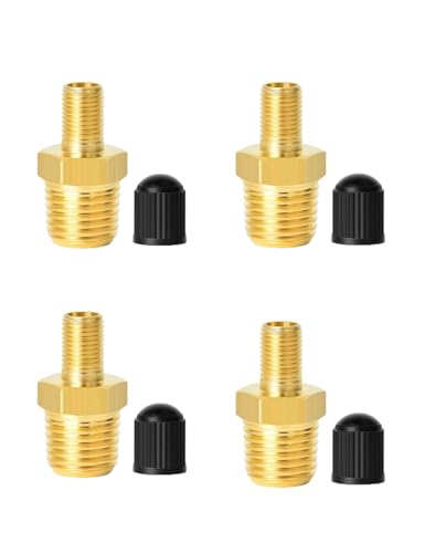 uvbws 4 Pack Anti-Corrosion Brass Schrader Valve, 1/4" NPT Tank Valves Air Compressor, Male NPT Valve for Air Compressor Tanks