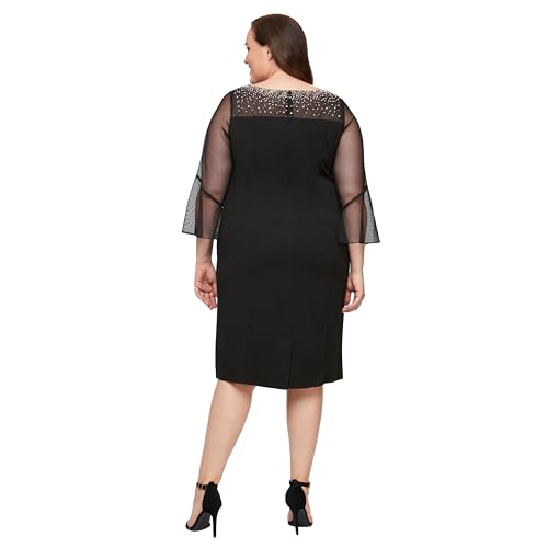 Image of Alex Evenings Womens Plus Size Short Shift Dress with Embellished Illusion Detail