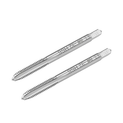 uxcell Machine Tap 8-32UNC Thread Pitch 2B Class 3 Flutes High Speed Steel 2pcs