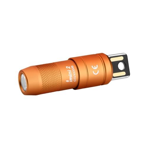 iMini 2 Mini LED USB Rechargeable Flashlight Keychain With Magnetic Base, 50LM 19.5g EOS Keychain Hand Lamp, IPX6 Small Camping Torch Orange