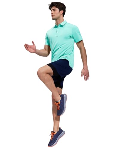 Image of MIER Polo Shirts for Men Short Sleeve Dry Fit Performance Golf Tennis Active Collared Shirts, UPF 50+ Sun Protection