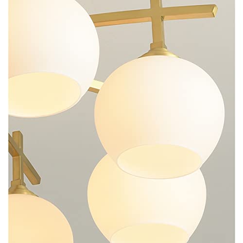 Suspension plafonnier design américain avec diffuseurs en verre clair