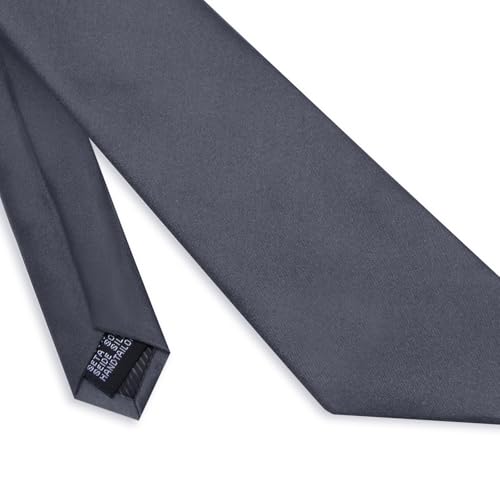 Image of YourTies Skinny Ties for Men Satin 2.4 inch Slim Necktie with Pocket Square Tie Clip Set Solid Color Wedding Party Business