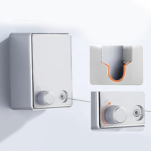 Retractable Clothesline Indoor/Outdoor Stainless Steel Clothes Dryer with Adjustable Stainless Steel Rope String, Portable Heavy Duty Clothesline, Clothes Lines for Hanging Clothes 14.08Ft (MAX)