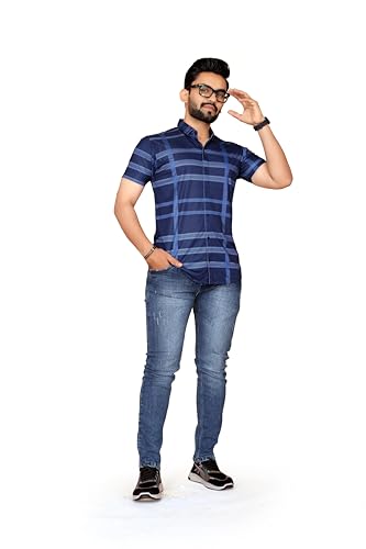 Image of FABRIPPLE Men's Printed Half Sleeve Shirt for Casual Wear | Stylish Geometric Pattern Slim Fit for Men | Summer Trendy Short Sleeve Shirt