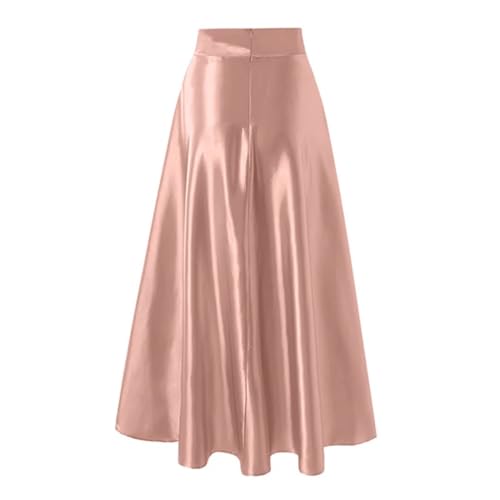 Women’S Elegant Satin A-Line Long Skirt High Waist Solid Color Maxi Skirt for Office and Party Wear3