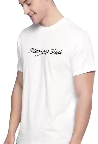 Image of Round Neck Typography Solid Colour Men's T-Shirt