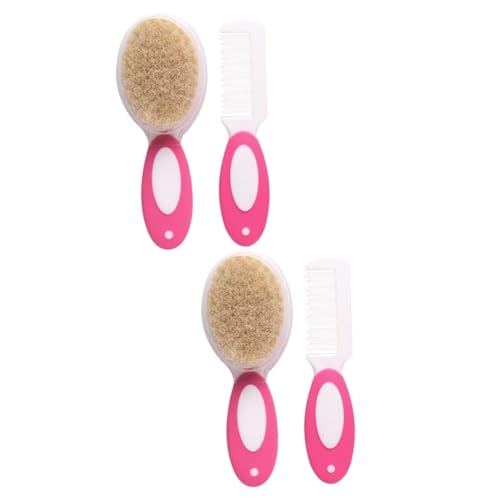 TOYANDONA 4 Pcs 1 Baby Hair Brush Set Newborn Pink Baby Hair Products Soft Comb Brush Relief